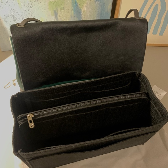 Celine $2500 all soft bag in forest green, black and grey - Picture 13 of 14